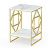 Heavy Duty Town Square Marble Table Bedside Sofa Bed End/ Side Table Gold Frame