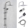 Square Chrome Overhead Rain Shower Kit Dual Rigid Riser Hand Held Twin Set New