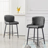 Pair of Bar Stools Faux Leather Padded Seats Metal Legs Bar Chairs Kitchen