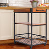 Kitchen Trolley 3 Tier Industrial Wood Metal Frame Rolling Drinks Serving Cart