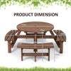 8-Person Outdoor Wooden Round Picnic Table Garden Circular Picnic Bear Table