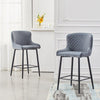 Set of 2 Velvet Fabric Bar Stools Counter Stool High Chairs Metal Legs Grey