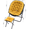 Portable Upholstered Garden Moon Chair Folding Armchair Recliner Sofa With Stool
