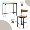 3PCS Small Table and 2 Chairs Bar Kitchen Dining Breakfast Furniture Set W/Shelf