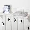 Wall Mounted Coat Rack w/ Mirror Hook Rack Shelf 5 Hooks Hallway Entryway White