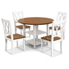 5 PCS Round Dining Table Set Farmhouse Dinette Set Solid Wood Kitchen Furniture