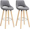 2 pcs Bar Stools Breakfast Kitchen Counter High Stools Wood Legs Barstools