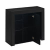 Modern High Gloss Bedside Table 6 Storage with Door Nightstand Cabinet LED Light