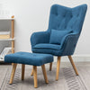 Vintage Fabric Wingback Chair Accent Tub Armchair with Oak Legs Footstool Lounge