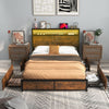 Double Size Bed Frame Metal Platform Bed w/ 4 Storage Drawers & Charging Station