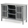 Grey Wood TV Cabinet Stand Unit Sideboard Cupboard Storage Shelves Console