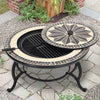 2-in-1 Outdoor Mosaic Fire Pit BBQ Grill Table Stove Patio Heater Firepit Burner