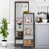 Industrial Wooden Home Bar Cabinet Wine Rack Freestanding Storage Cupboard Shelf