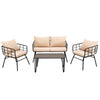 4 Piece Patio Conversation Set Outdoor Furniture Set Loveseat Bench Coffee Table
