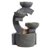 C Shaped Bowls Cascading Water Fountain Feature Outdoor Garden Statue w/ Lights