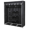Mondeer Canvas Wardrobe Storage Organiser Fabric with Rail & Shelves Grey/Black