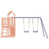 Playhouse with Climbing Wall Swings Solid Wood R6I3