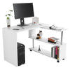 360° Rotatable Corner Desk Storage Shelf Combo Workstation L-Shaped Table Office