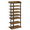 7 Tier Shoe Rack Vertical Tall Storage Shelf Unit Cabinet Organizer Rustic Brown