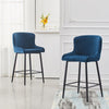 Set of 2 Bar Stools Velvet Modern Bar Chairs Metal Legs Home Kitchen Dining Room