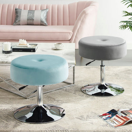 Velvet Round Gas Lift Barstool Swivel Dining Stool Makeup Chair Padded Footstool
