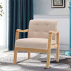 Wooden Frame Armchair Modern Linen Upholstered Living Room Fireside Sofa Chair