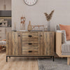Industrial Sideboard, Storage Cabinet, Accent Cupboard Distressed Brown