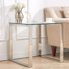 Small Glass End Table Sofa Side Bedside Lamp Table Nightstand Coffee Table Steel