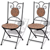 3 Piece Bistro Set Ceramic Tile Home Garden Table And Chairs Patio Furniture