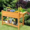 8 Grids Wooden Raised Garden Bed Elevated Planter Kit W/ Folding Lateral Shelf