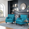 Luxury Blue Velvet Occasional Accent Chair Single Sofa Armchair Seat W/ 2 Wheels