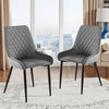2x Ergonomic Grey Velvet Soft Padded Dining Chairs Set Metal legs Home Chair