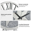 Round Diamond Wall Clock Crystal Crushed Sparkle Shining Silver Wall Mount Clock