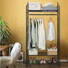 Classic Black Clothes Rail Metal Garment Rack Coat Stand with Top Storage Shelf