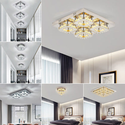 Modern Crystal Ceiling Light Chandelier Pendant Hallway Living Room Bedroom Lamp
