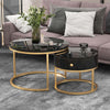 2 in 1 Round Nesting Coffee Table Stacking Side Tables Set w/ Storage Drawer QH