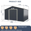 11 FT x 8 FT Outdoor Storage Shed Steel Tool Shed Large Utility Storage House