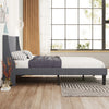 Upholstered Bed Frame 3ft Linen Single Bed Platform Bed with Wing Headboard NS