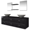 7 Pcs Bathroom Furniture Mirror Vanity Unit Storage Cupboard W/ Basin Set D7W0