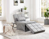 1 Seater Sofa Ottoman Grey Fabric ClicClac Recliner Chaise Sofabed Convertaible