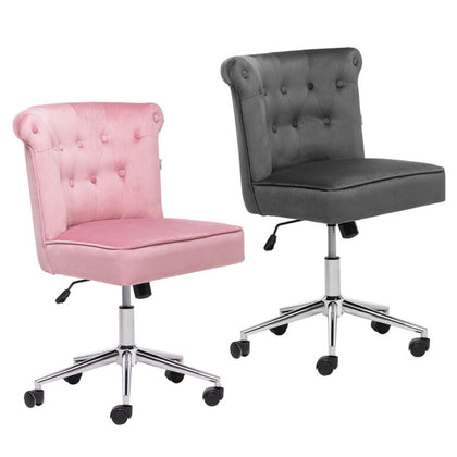 Swivel Computer Desk Chair Velvet Upholstered Button Back Office Executive Chair