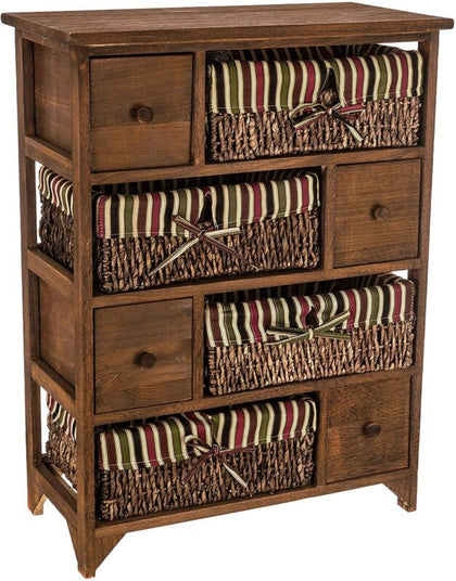 WOODEN WICKER BASKET CABINET WOOD MAIZE BEDSIDE TABLE DRAWER BATHROOM HALLWAY