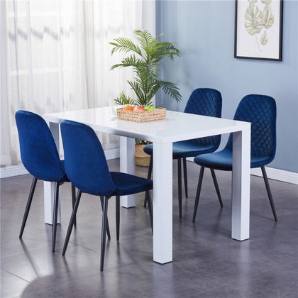High Gloss White Dining Table suit 4-6 Chairs/Velvet Chairs Dining Room Kitchen