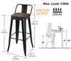 4pcs Metal Bar Stools,30 Inch Black Modern Kitchen Breakfast Chair w/Wooden Seat