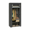 Grey Single Canvas Wardrobe Bedroom Hanging Rail Home Storage Wardrobe Furniture