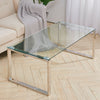 Clear Glass Coffee Table Modern Living Room Reception Table Chrome Leg Rectangle