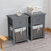 2PC Modern Bedside Tables Night Stand Cabinet Storage Drawer Wicker Basket Stand