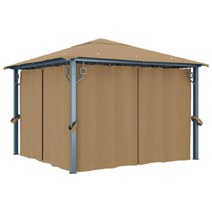Gazebo with Curtain 300x300 Taupe Aluminium E5A8