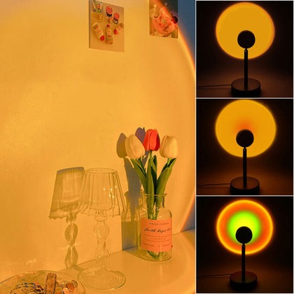 LED Sunset Rainbow Projector Atmosphere Night Light USB Desk Table Lamp Home SP