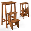 3-Step Folding Step Stool Reversible Chair Seat Portable Ladder Display Rack